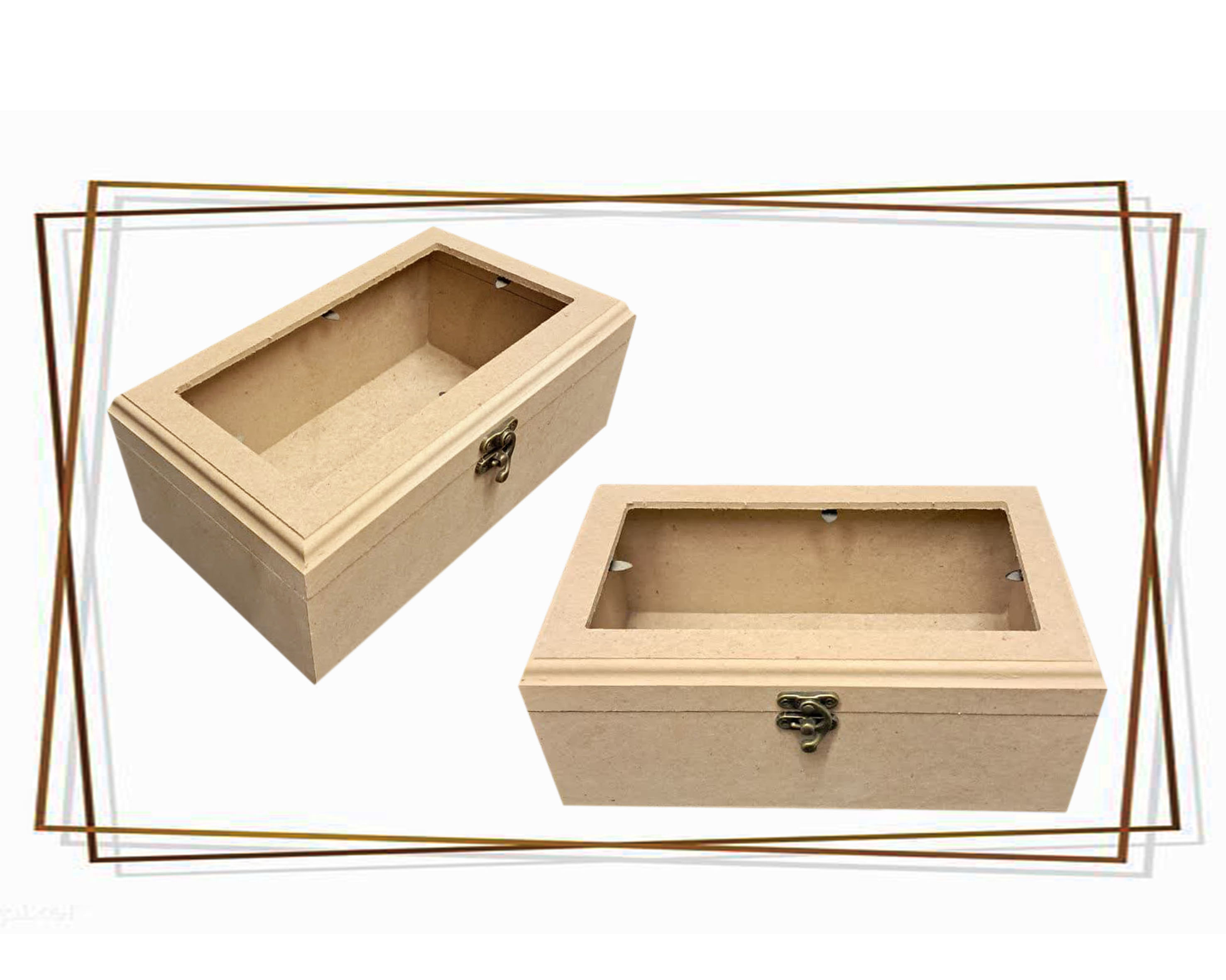 بیس خام MDF جعبه درب شیشه ای به همراه پلکسی درب 10*10*12