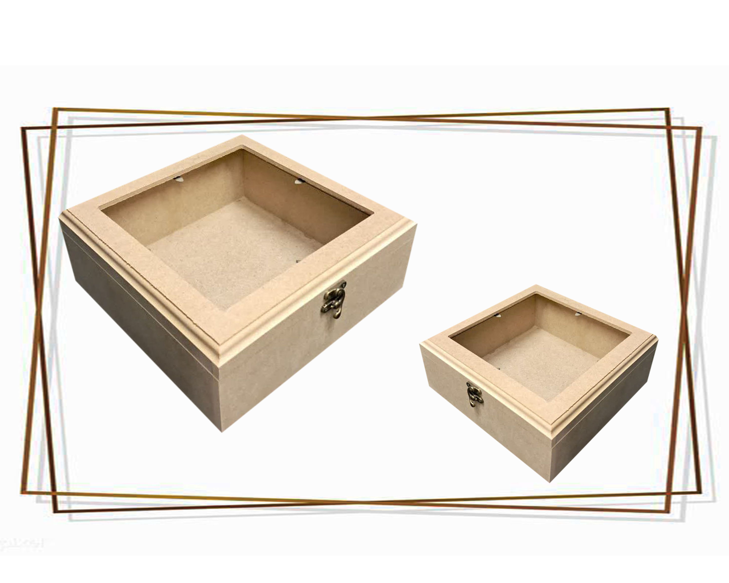 بیس خام MDF جعبه درب شیشه ای به همراه پلکسی درب  10*30*30