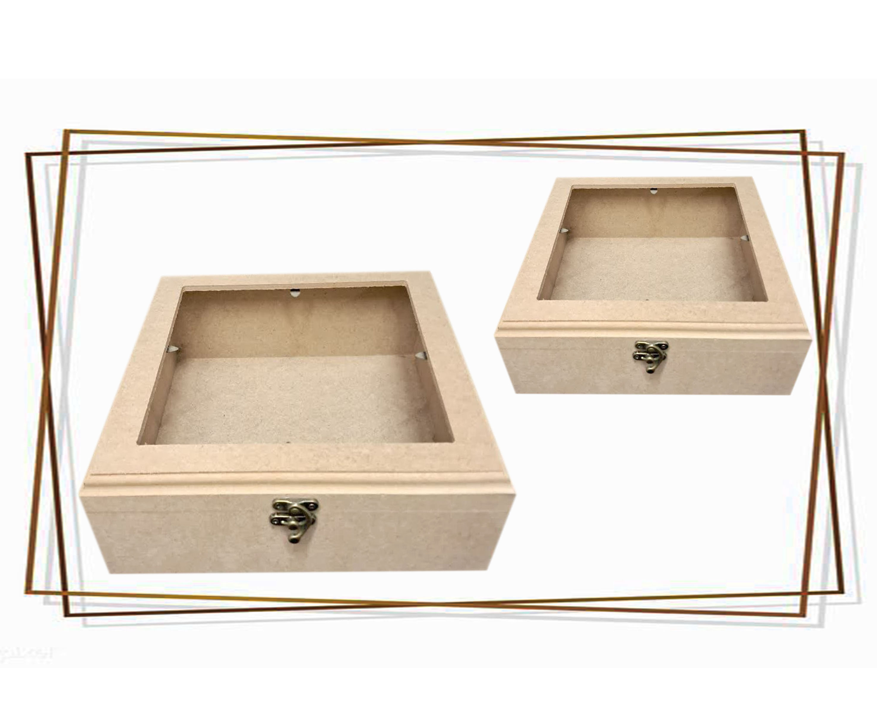 بیس خام MDF جعبه درب شیشه ای به همراه پلکسی درب 10*20*25